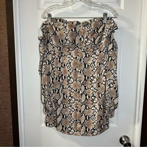 NWOT Wild Honey Tan Python/Reptile Print Off Shoulder Mini Dress size Medium